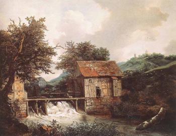 雅各佈 凡 雷斯達爾 Two Watermills And An Open Sluice Near Singraven